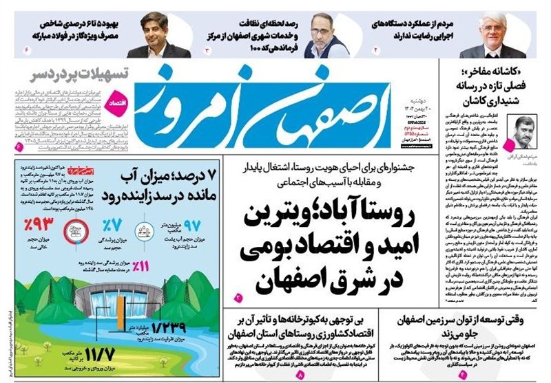 مروری بر مطبوعات 20 بهمن اصفهان/در مسیر برق پایدار مروری بر مطبوعات 20 بهمن اصفهان/در مسیر برق پایدار