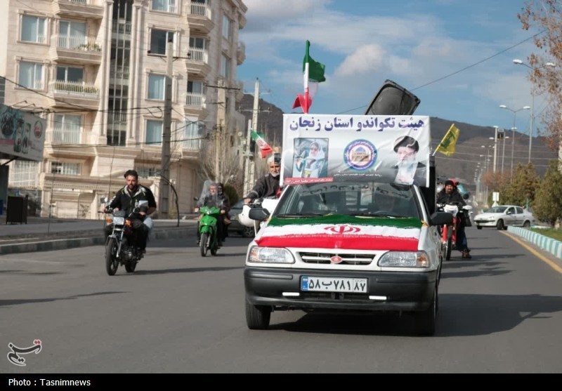 کاروان حماسی موتوری تکواندوکاران زنجان در گرامیداشت چهلم رهبر انقلاب