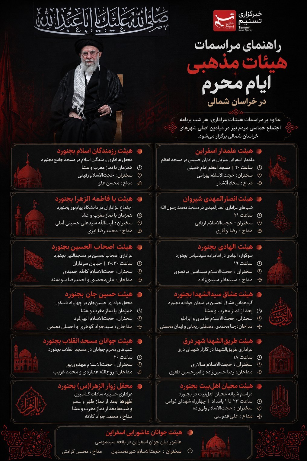 ماه محرم , اخبار استان خراسان شمالی , حسینیه تسنیم , 